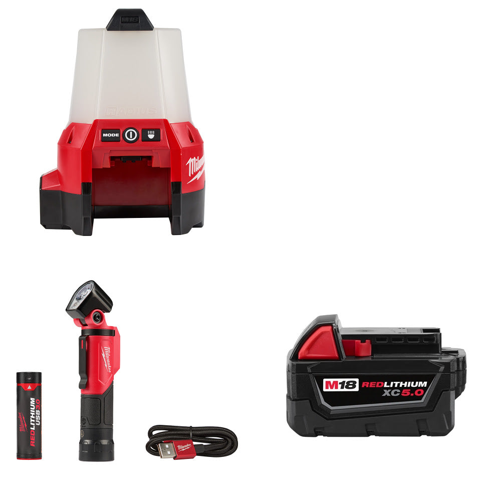 Milwaukee 2144-20 M18 RADIUS Site Light W/ FREE 2113-21 Flashlight & Battery Pk