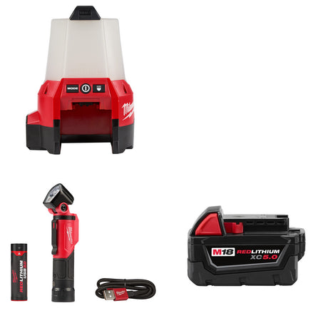 Milwaukee 2144-20 M18 RADIUS Site Light W/ FREE 2113-21 Flashlight & Battery Pk