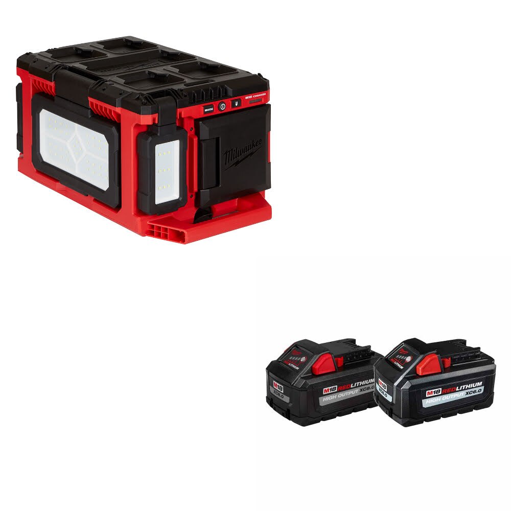 Milwaukee 2357-20 M18 PACKOUT Light/Charger W/ 48-11-1868 M18 18V Battery, 2Pk
