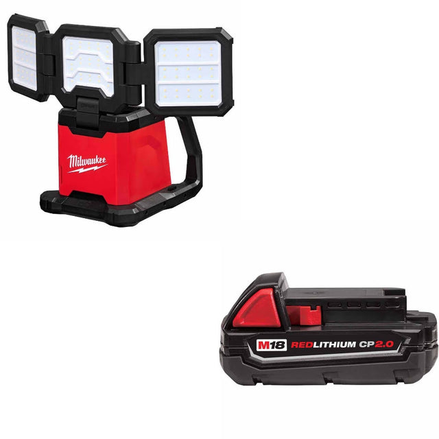 Milwaukee 2368-20 M18 Flood & Area Light W/ 48-11-1820 M18 2.0 Battery Pack