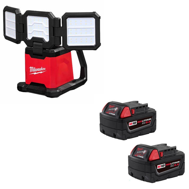 Milwaukee 2368-20 M18 Flood & Area Light W/ 48-11-1852 M18 XC5.0 Battery, 2 Pack