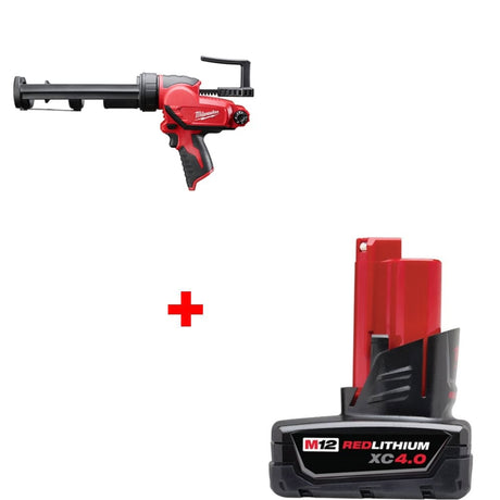 Milwaukee 2441-20 M12 10oz. Gun, Bare w/ FREE 48-11-2440 M12 4.0 Battery Pack