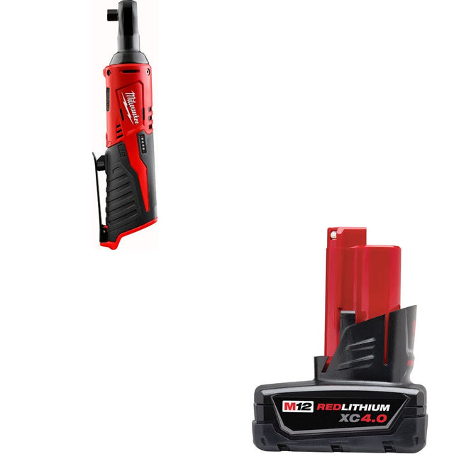 Milwaukee 2457-20 M12 Cordless 3/8" Ratchet W/ 48-11-2440 M12 XC4 Battery Pack