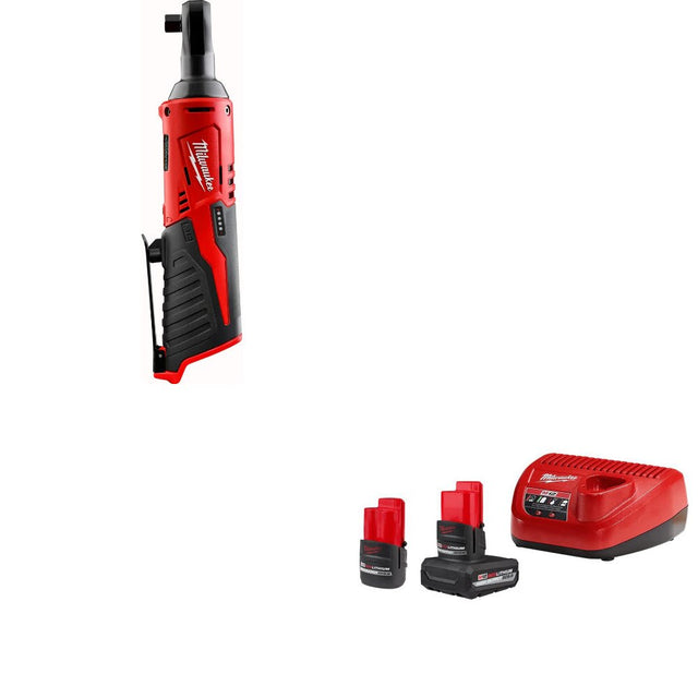 Milwaukee 2457-20 M12 3/8" Ratchet W/ 48-59-2452S M12 2-Battery Starter Kit