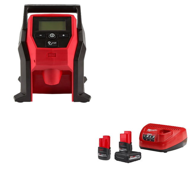 Milwaukee 2475-20 M12 Compact Inflator W/ 48-59-2452S M12 2-Battery Starter Kit