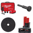 Milwaukee 2485-22 M12 Grinder Kit W/ FREE Arbor, Cut Off Wheel-5Pk & Battery