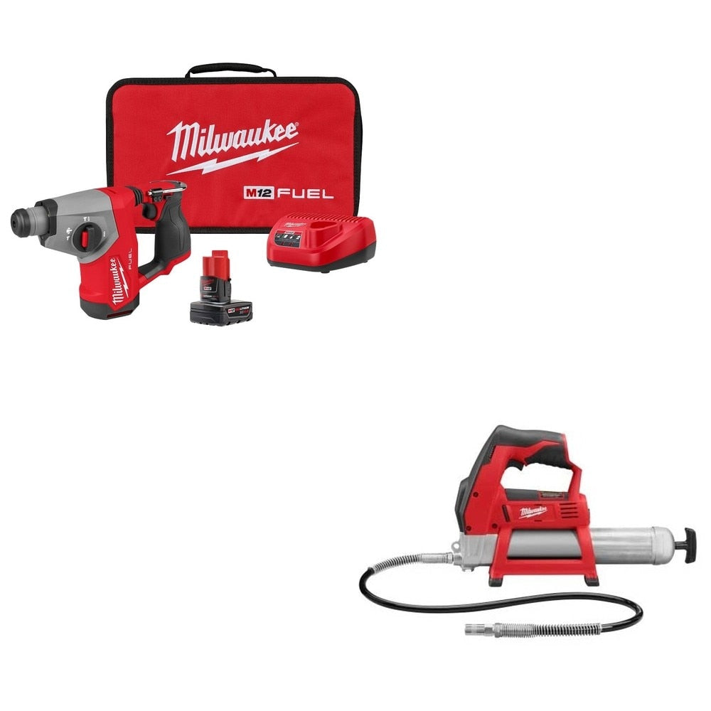Milwaukee 2508-21XC M12 FUEL 5/8" SDS Plus Rotary Hammer W/ FREE 2446-20 Grease Gun
