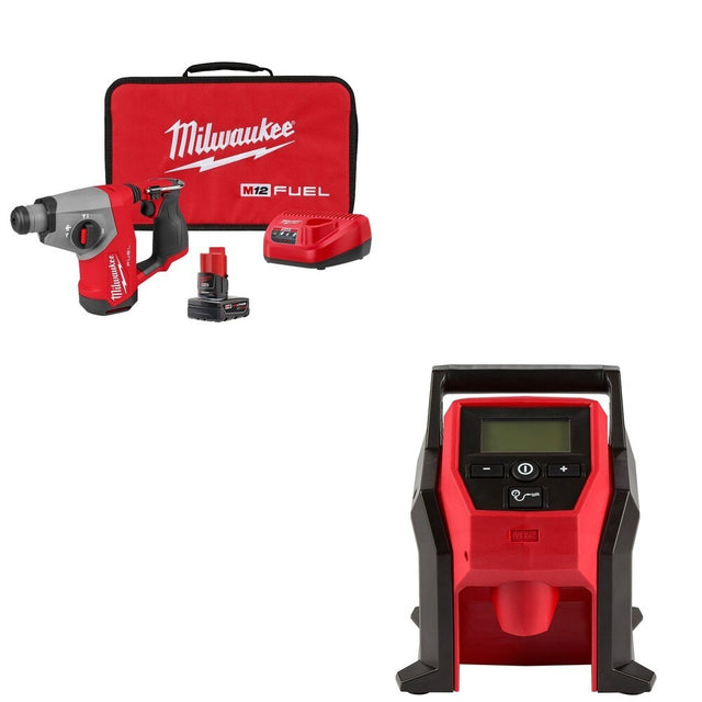 Milwaukee 2508-21XC M12 FUEL 5/8" SDS Plus Rotary Hammer W/ FREE 2475-20 Inflator