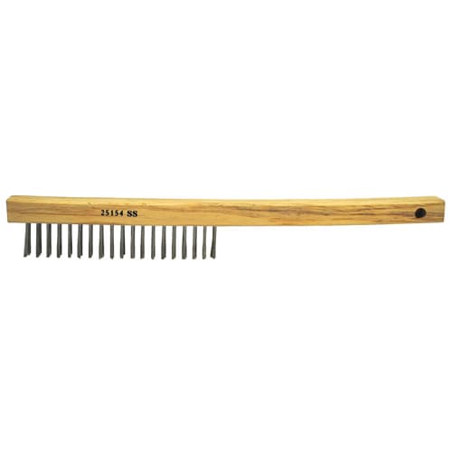 Weiler 25154 Vortec Pro Hand Wire Scratch Brush, .012 SS Fill, Curved Handle, 3 x 19 Rows