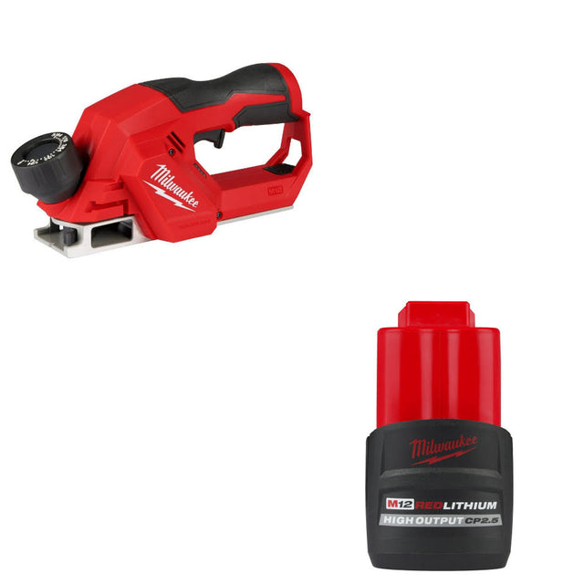 Milwaukee 2524-20 M12 Brushless 2" Planer W/ FREE 48-11-2425 M12 Battery Pack