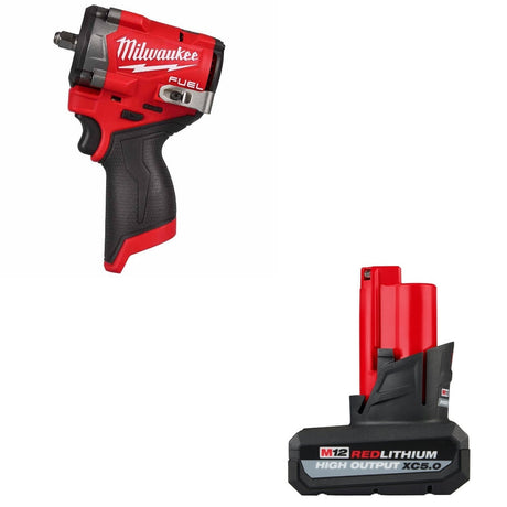 Milwaukee 2562-20 Stubby 3/8 Impact Wrench Kit W/ FREE 5.0 Battery