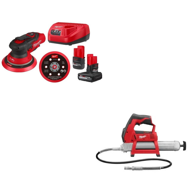 Milwaukee 2585-22CX M12 FUEL 6" Random Orbital Sander (3/16") W/ FREE 2446-20 Grease Gun