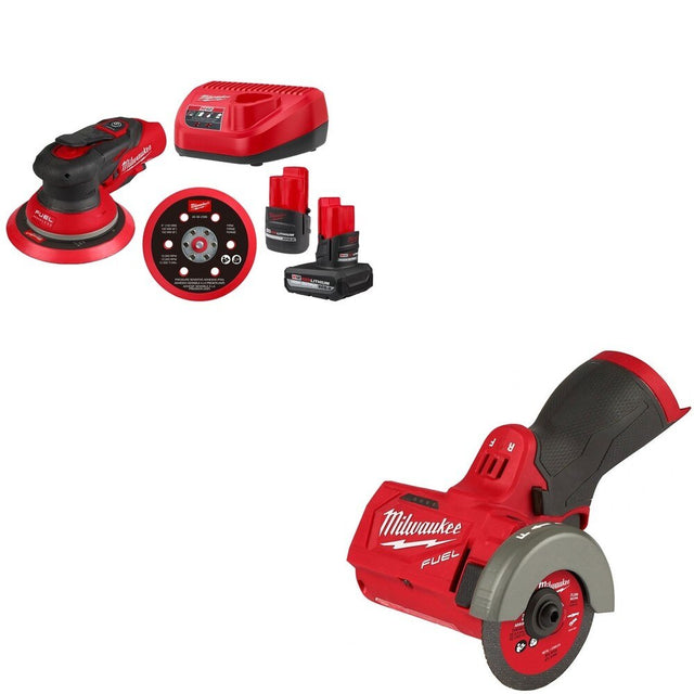 Milwaukee 2585-22CX M12 FUEL 6" Random Orbital Sander (3/16") W/ FREE 2522-20 Cut Off Tool