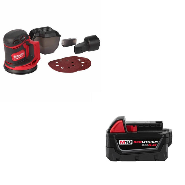 Milwaukee 2648-20 M18 Random Orbit Sander W/ 48-11-1850 M18 XC5.0 Battery Pack