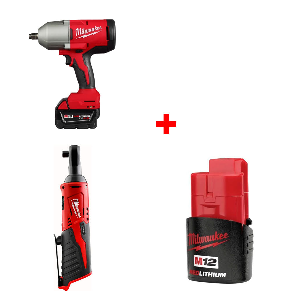 Milwaukee 2666-21B M18 18V Impact Wrench Kit W/ FREE 2457-20 Ratchet & Battery