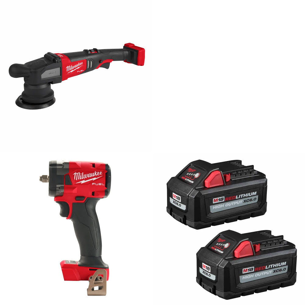 Milwaukee 2684-20 M18 Polisher W/ 2854-20 M18 Impact Wrench & FREE Battery-2Pk