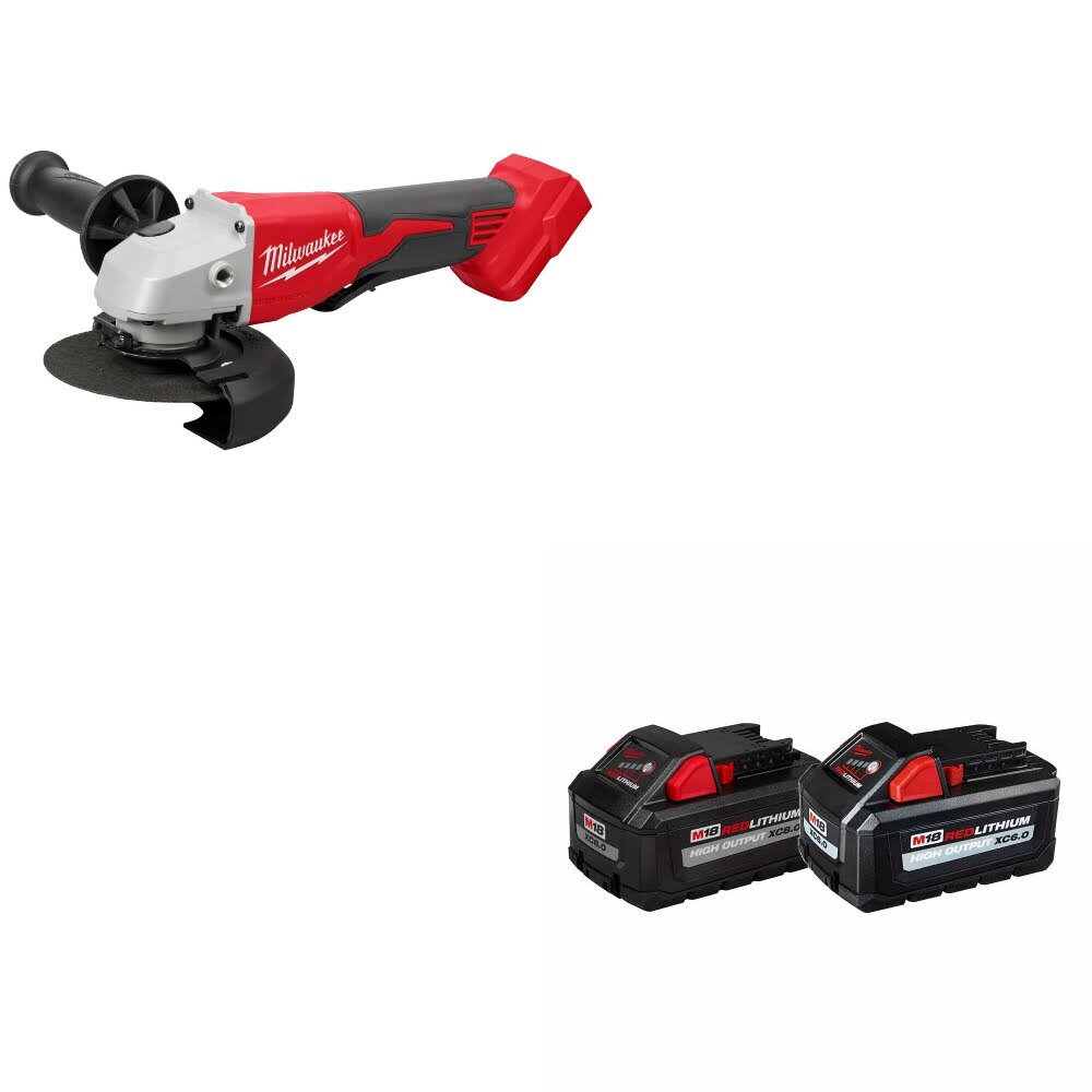 Milwaukee 2686-20 M18 4-1/2"/5" Grinder W/ 48-11-1868 M18 18V Battery, 2 Pack