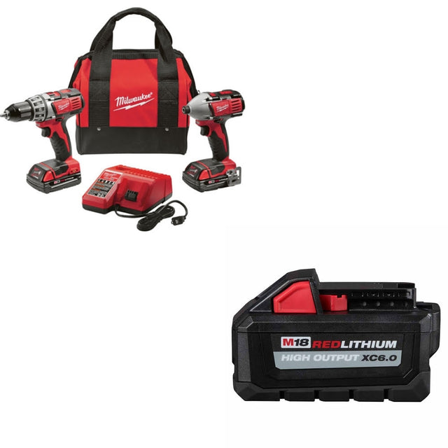 Milwaukee 2691-22 M18 18V 2-Tool Combo Kit W/ 48-11-1865 M18 XC6.0 Battery Pack