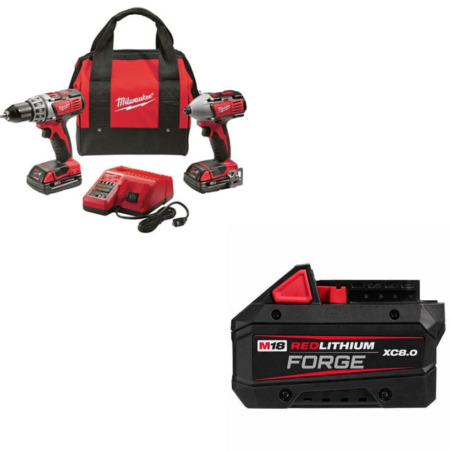Milwaukee 2691-22 M18 18V 2-Tool Combo Kit W/ 48-11-1881 M18 XC8.0 Battery Pack
