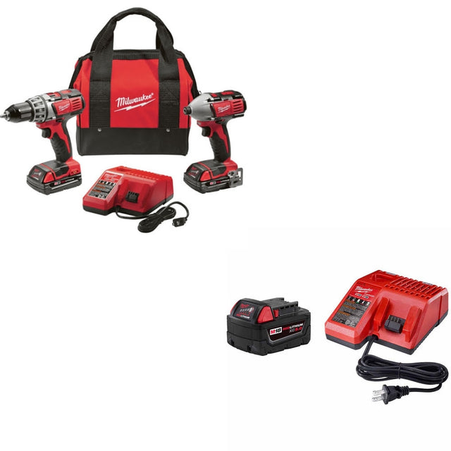 Milwaukee 2691-22 M18 18V 2-Tool Combo Kit W/ 48-59-1850 M18 XC5.0 Starter Kit