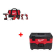 Milwaukee 2695-24 M18 4-Tool Combo Kit w/ Two FREE 0880-20 18V Wet/Dry Vacuums