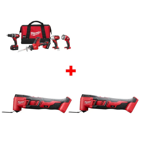 Milwaukee 2695-24 M18 4-Tool Combo Kit w/ FREE 2626-20 Multi-Tool Two Pack