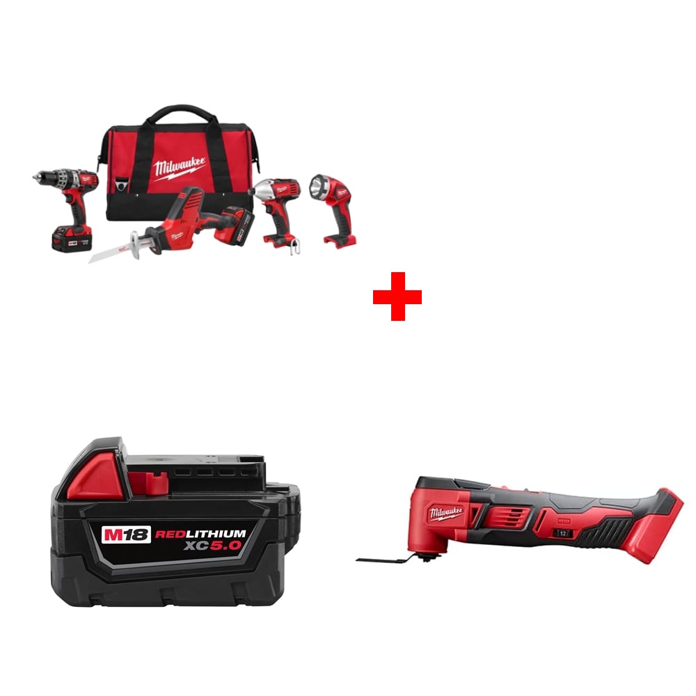 Milwaukee 2695-24 M18 4-Tool Combo Kit w/ Battery & FREE Oscillating Multi-Tool