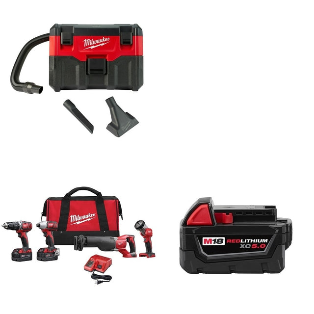 Milwaukee 2696-24 Combo W/ FREE 0880-20 2-Gallon Wet/Dry Vacuum and FREE 48-11-1850 M18 Battery