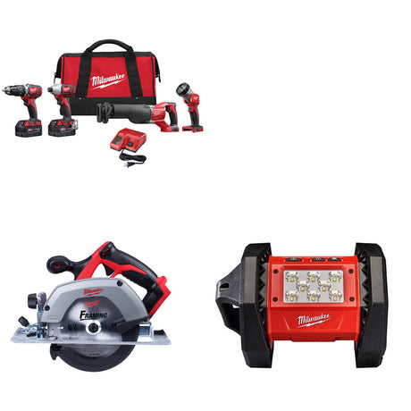 Milwaukee 2696-24 M18 4-Tool Combo Kit W/ FREE 2630-20 M18 Circular Saw & Light