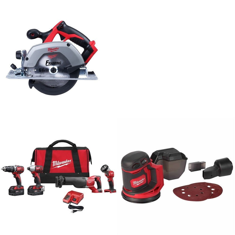 Milwaukee 2696-24 M18 4-Tool Combo Kit w/ FREE 2630-20 Circular Saw & Sander