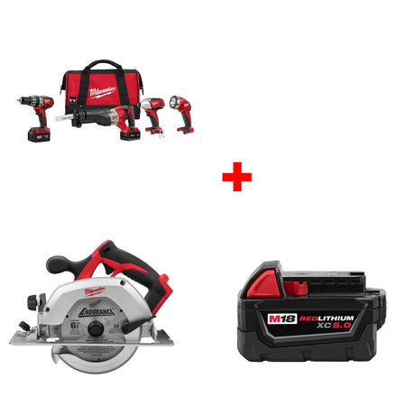 Milwaukee 2696-24 M18 4-Tool Combo Kit w/ 2630-20 Circular Saw & Battery