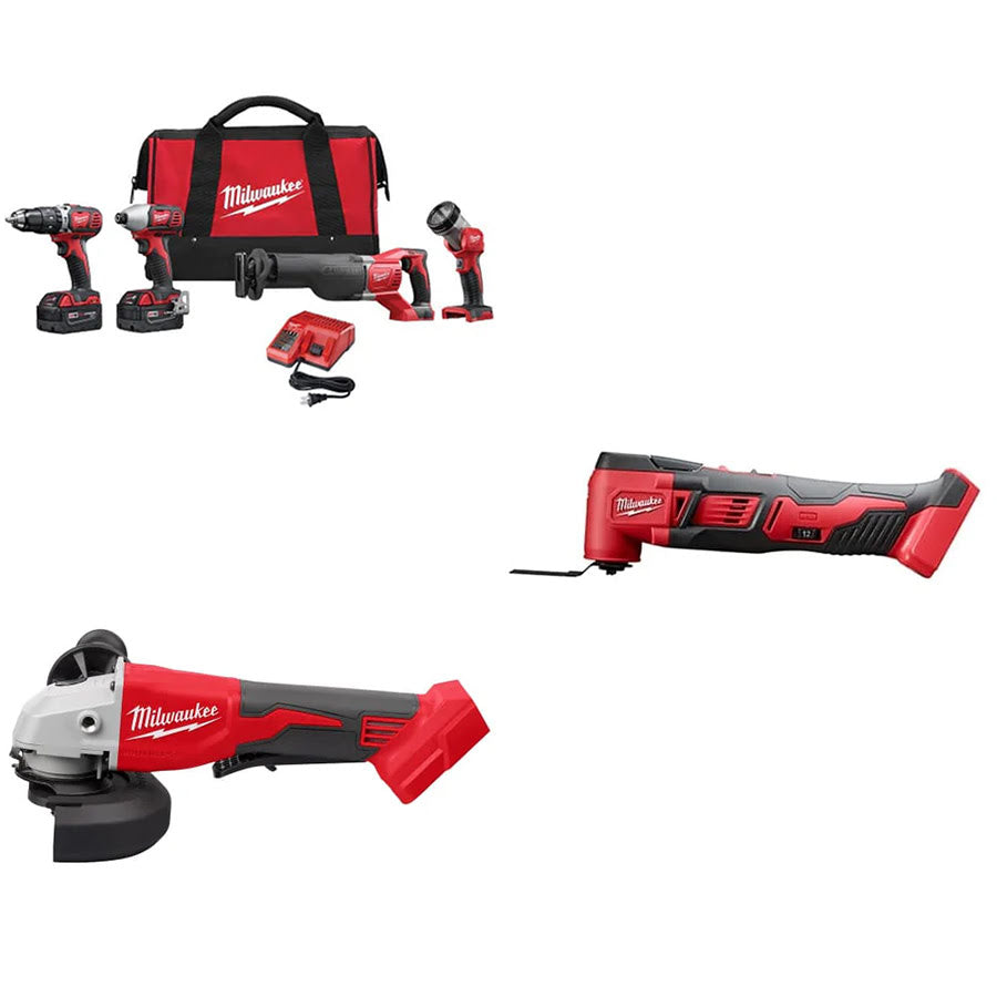 Milwaukee 2696-24 M18 4-Tool Combo Kit w/ FREE 2686-20 M18 Grinder & Multi-Tool