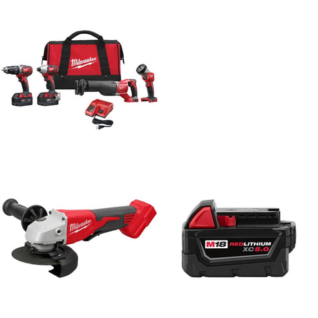 Milwaukee 2696-24 M18 4-Tool Combo Kit w/ FREE 2686-20 Grinder & Battery Pack