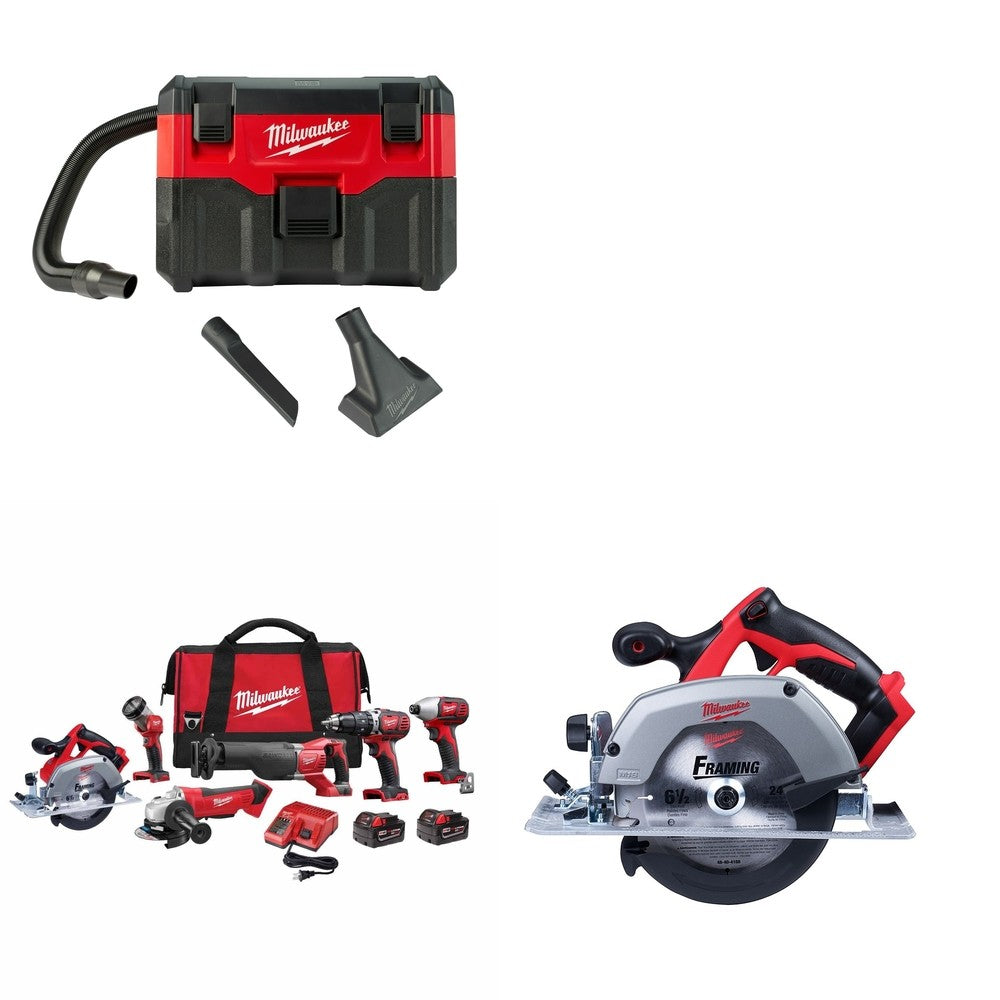 Milwaukee 2696-26 M18 6-Tool Combo Kit w/ FREE 0880-20 Wet/Dry Vacuum & Circ Saw