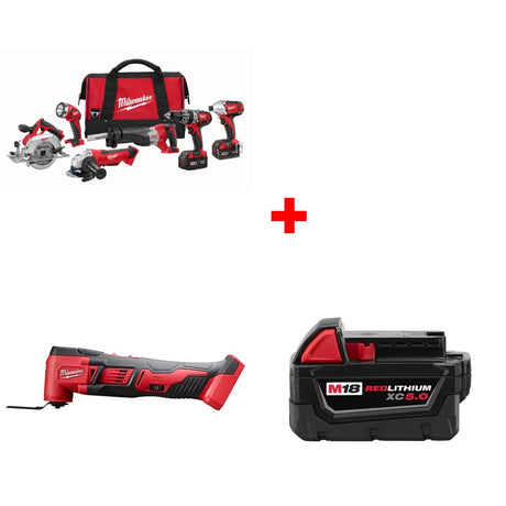 Milwaukee 2696-26 M18 6-Tool Combo Kit w/ FREE 2626-20 Multi-Tool & Battery Pack