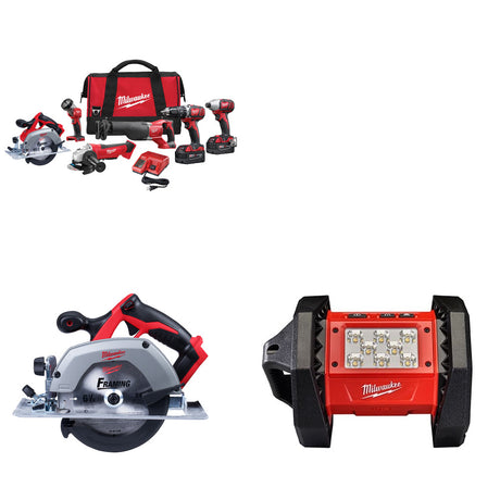 Milwaukee 2696-26 M18 6-Tool Combo Kit W/ FREE 2630-20 M18 Circular Saw & Light