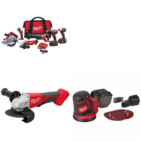 Milwaukee 2696-26 M18 6-Tool Combo Kit W/ FREE 2686-20 M18 Grinder & Sander