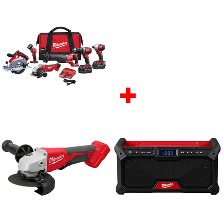 Milwaukee 2696-26 M18 6-Tool Combo Kit W/ FREE 2686-20 18V Grinder & M18 Radio