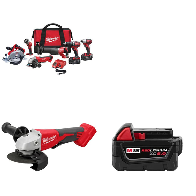 Milwaukee 2696-26 M18™ 6-Tool Combo Kit w/ FREE 2686-20 Grinder & Battery Pack