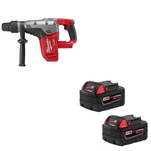 Milwaukee 2717-20 M18 FUEL Rotary Hammer W/ 48-11-1852 M18 XC5.0 Battery, 2 Pack