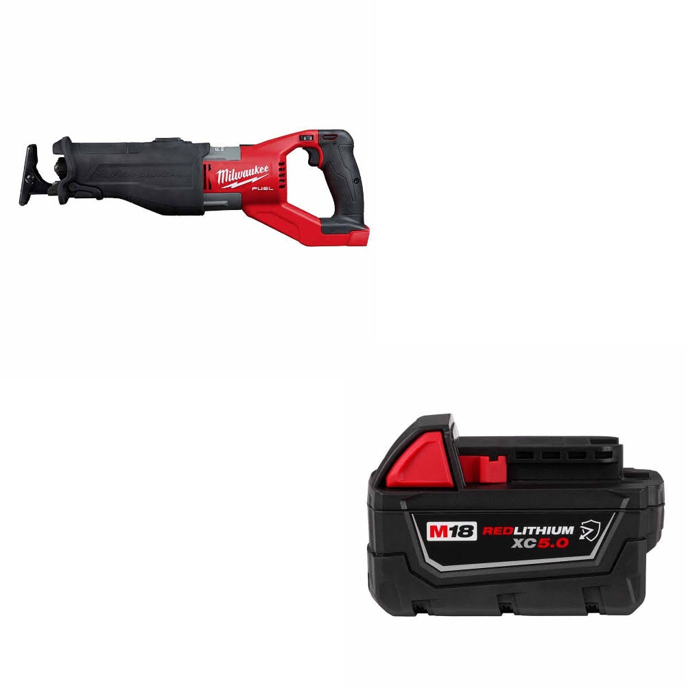 Milwaukee 2722-20 M18 FUEL Super SAWZALL W/ 48-11-1850R M18 XC5.0 Battery