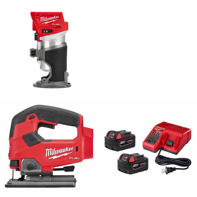 Milwaukee 2723-20 M18 FUEL Router W/ 2737-20 M18 Jig Saw, Bare & Starter Kit