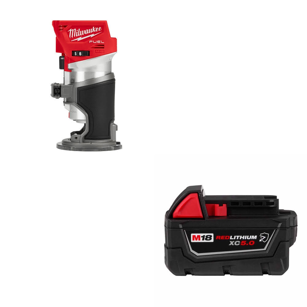Milwaukee 2723-20 M18 FUEL Router, Bare Tool W/ 48-11-1850R M18 XC5.0 Battery