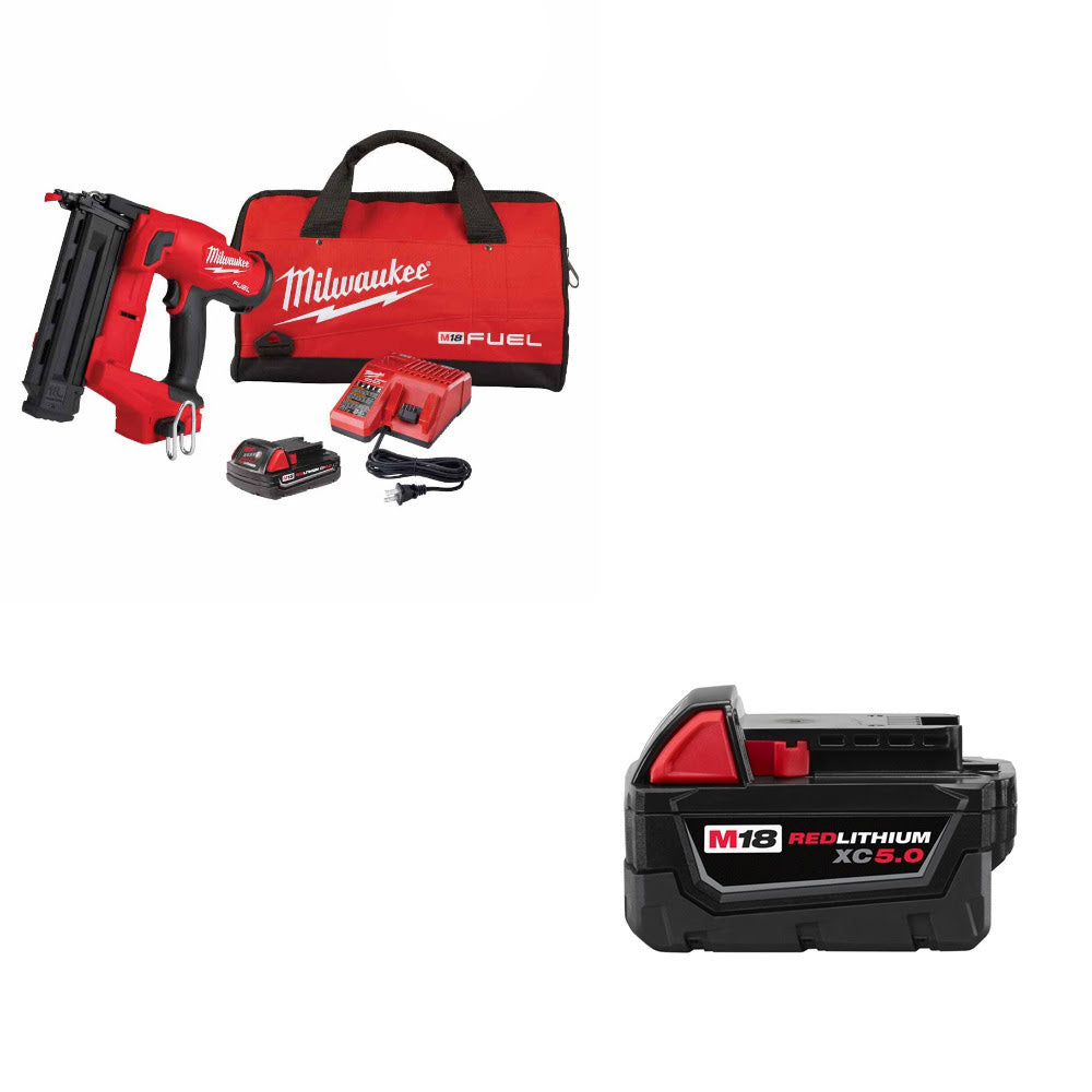 Milwaukee 2746-21CT M18 FUEL Nailer Kit W/ FREE 48-11-1850 M18 XC5 Battery Pack