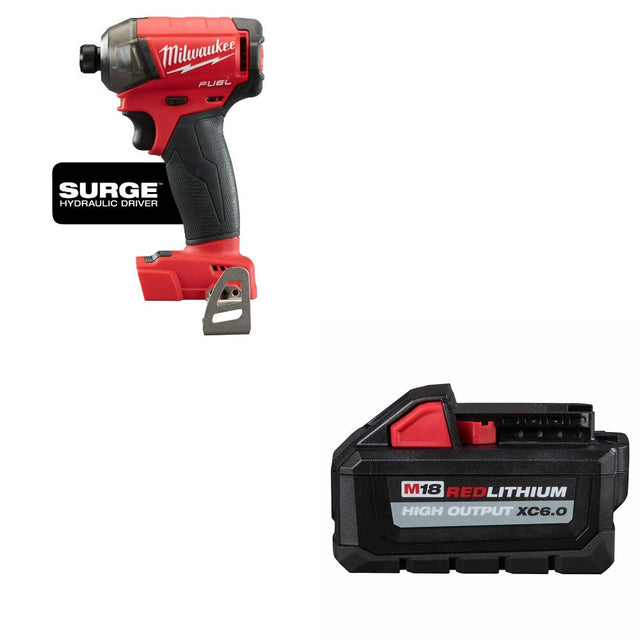 Milwaukee 2760-20 M18 FUEL 1/4" Hex Driver W/ 48-11-1865 M18 XC6.0 Battery Pack