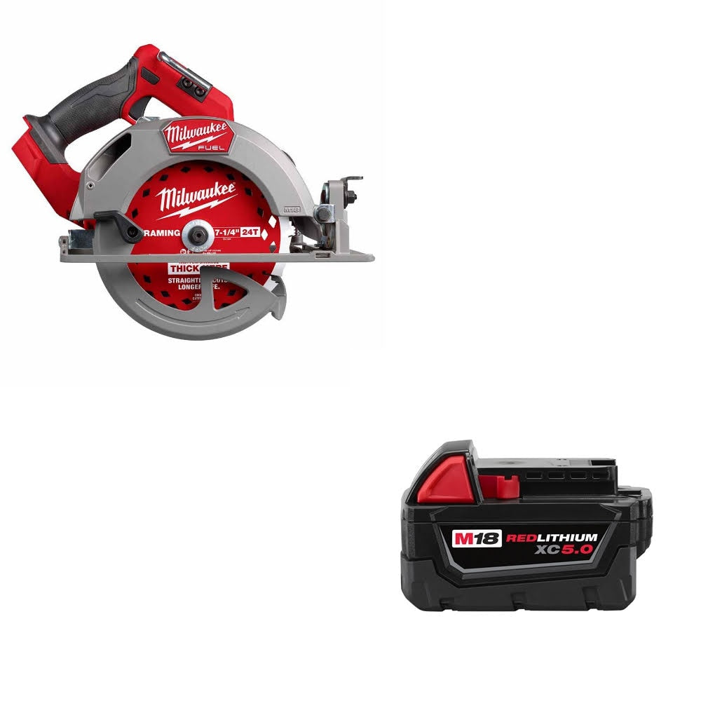Milwaukee 2834-20 M18 FUEL 7-1/4” Circ Saw W/ 48-11-1850 M18 XC5.0 Battery Pack