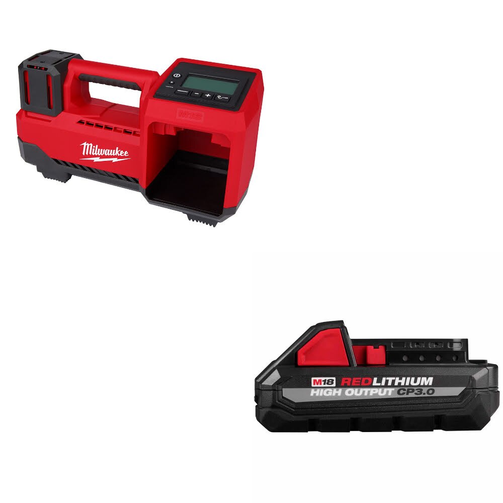 Milwaukee 2848-20 M18 Tire Inflator, Bare Tool W/ 48-11-1835 M18 CP3.0 Battery