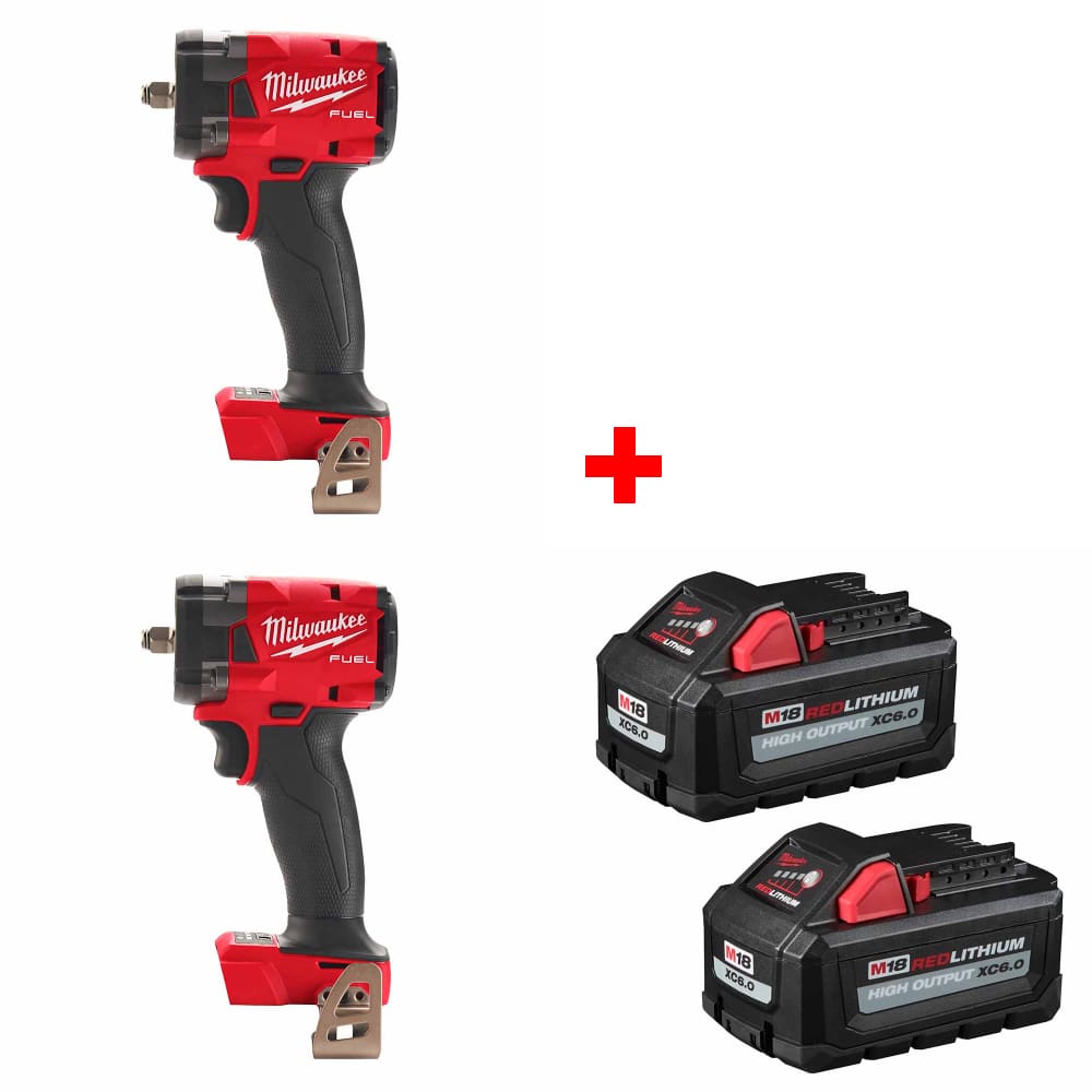 Milwaukee 2854-20 M18 FUEL Impact Wrench, 2Pk w/ 48-11-1862 M18 Battery 2Pk