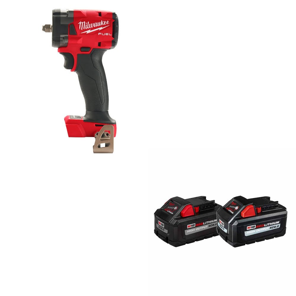 Milwaukee 2854-20 M18 FUEL 3/8" Impact Wrench W/ 48-11-1868 M18 18V Battery, 2Pk