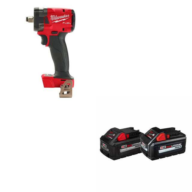 Milwaukee  2855-20 M18 FUEL Impact Wrench W/ 48-11-1868 M18 18V Battery, 2 Pack